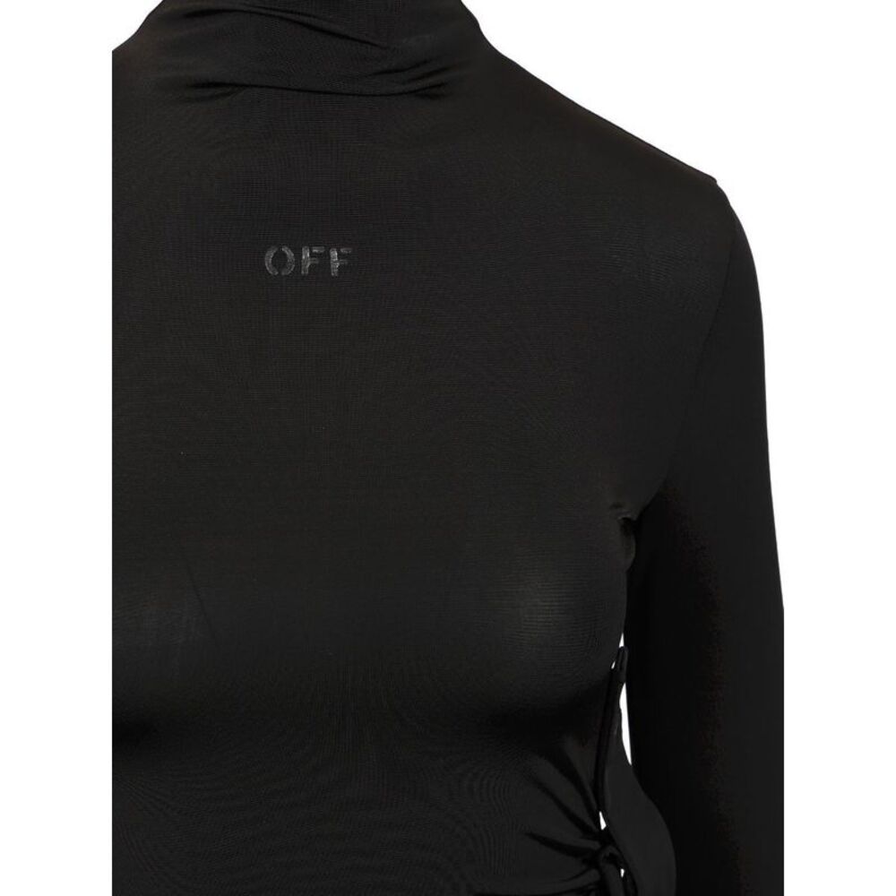 Off-White Women Sec Skin Draped Mini Dress Ls Black - Bl - Picture 6 of 7
